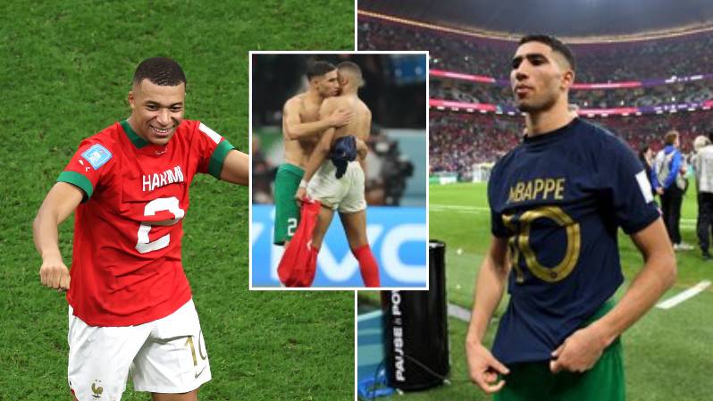 Kylian Mbappe and Achraf Hakimi had the most wholesome shirt swap after  France beat Morocco