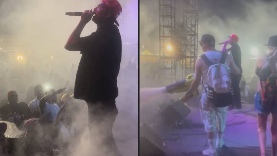 Canibas The Rapper Rapper uses 'cannabis cannon' to blast weed smoke into crowd during ...