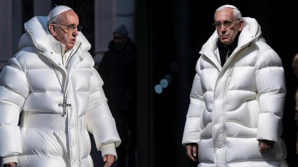 Ghastly warning as photo of Pope carrying white puffer jacket fools the rating thumbnail