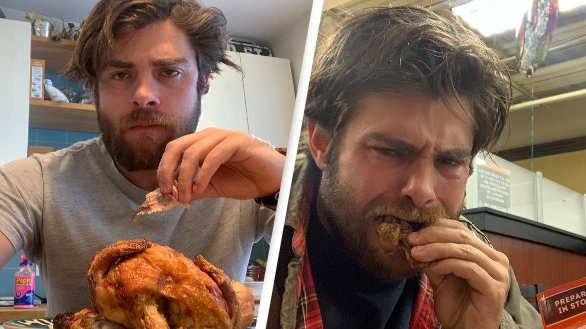 Chicken Man Owner Man celebrates eating an entire rotisserie chicken every day ...