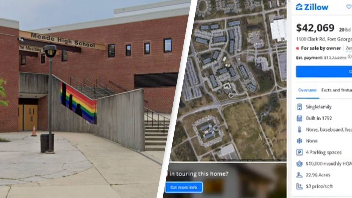 Students at Maryland's Meade High School list it on Zillow as a 'half