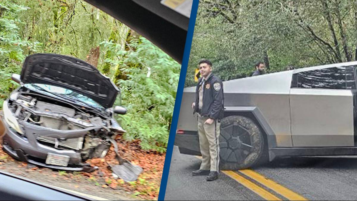 Damage to Tesla Cybertruck involved in head-on collision has left