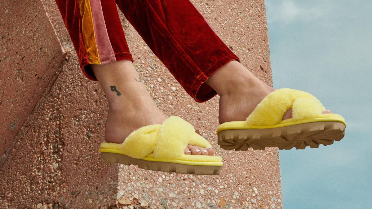 Yellow ugg discount fuzzette slippers