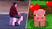 Gamer builds IRL Minecraft pig that hits top speed of 20mph