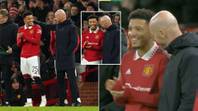 Man United fans loved the moment between Erik ten Hag and a smiling Jadon Sancho before he came on