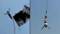 Terrifying moment tourist's bungee jump completely snaps mid-air