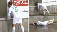 Chemie Leipzig player is knocked out cold after colliding face first with wall, it's one of the worst injuries ever