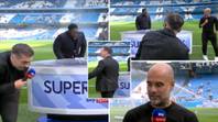 Gary Neville gets absolutely soaked by the sprinklers at the Etihad, he was raging