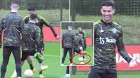 Cristiano Ronaldo produced a filthy nutmeg on Lisandro Martinez in Man Utd training and was absolutely buzzing