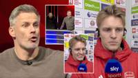 Jamie Carragher addresses elephant in the room during Martin Odegaard interview after Sheffield United rout