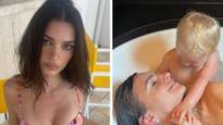 Emily Ratajkowski divides opinion after posting bath photos with one-year-old son