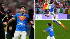 Portugal vs Uruguay game halted as pitch invader runs on with rainbow flag