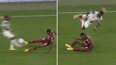 Metz midfielder Jean-Jacques Danley produces one of the worst tackles of the season
