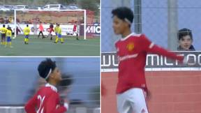 Fans Shout 'SUIII' When Cristiano Ronaldo Jr Celebrates Like His Dad After Scoring For Man Utd U12's