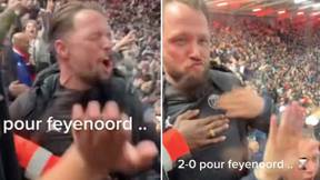 Fan In Feyenoord Section Trolled Marseille Supporters By Wearing Paris Saint-Germain Merchandise, Celebrated Wildly After Goal