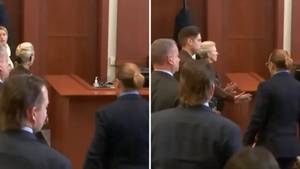 Moment Johnny Depp And Amber Heard Almost Brushed Shoulders In Court