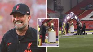 Premier League Spotted Doing Trophy Rehearsals At Anfield Ahead Of Final Day