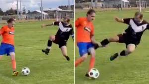 Player Sent Off For Shocking Hip-High Challenge On Opponent, It's One Of The Worst You'll Ever See