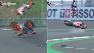 Six Time MotoGP World Champion Marc Marquez Sent Flying Off His Bike