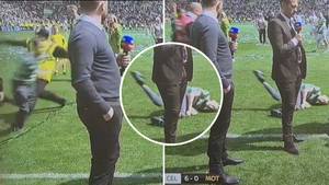 Sky Sports Cameras Capture Incredible Slide Tackle From Steward On Celtic Fan Who Invaded Pitch