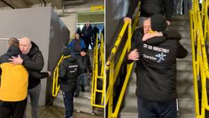 Footage Emerges Of Borussia Dortmund Fans Congratulating Rangers Supporters At Bottom Of Stairs