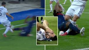 France's Jules Kounde Was Sent Off For Shocking Tackle That Forced Sead Kolasinac To Go Off