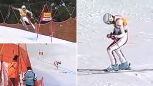 French Skier Yannick Bertrand Takes Agonising Slalom Gate To Groin, The Commentary Is Incredible