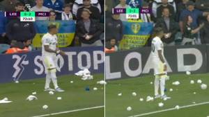 Leeds Fan Bizarrely Throw Paper Balls At Raphinha During Corner Kick, His Reaction Says It All