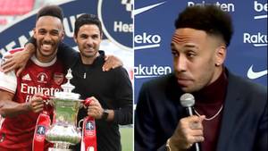 Pierre-Emerick Aubameyang Aims One Final Dig At Mikel Arteta In Barcelona Unveiling Interview
