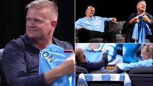 Erling Haaland’s Dad, Alf-Inge’s Brilliant Response After Being Handed Manchester City Shirt With ‘Son’ On The Back