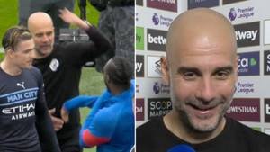 Pep Guardiola 'Jokingly' Pushes West Ham's Michail Antonio 'For Giving His Defenders A Tough Day'