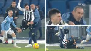 Lazio Manager Maurizio Sarri Wiped Out By Udinese Player After Brutal Collision On Touchline