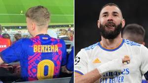 Barcelona Fan Spotted With 'Benzema 9' Shirt On His Shirt After Hat-Trick vs PSG