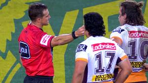 NRL Referee Grant Atkins Almost Had A Slip Of The Tongue Which Could Have Landed Him In Trouble