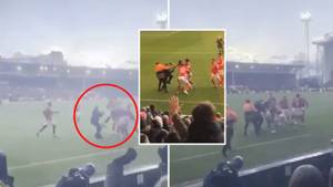 Shocking Footage Shows Leicester City Fan Run Onto The Pitch And Attack Nottingham Forest Players