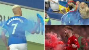 Fans Are Convinced Richarlison Deserved A Red Card After Appearing To Throw A Flare Into The Crowd