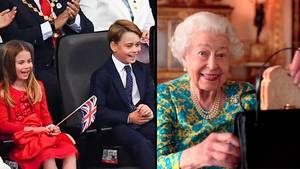 乔治王子和夏洛特公主在女王从手提包中鞭打三明治时做出了反应