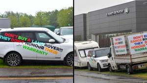 Furious Customer Leaves Cars With Angry Messages On Outside Land Rover Dealership