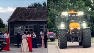 Lad Turns Up To Prom In A Tractor With Baby Shark Horn