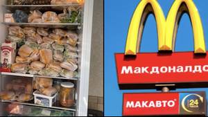俄罗斯男子在商店关闭后炫耀他巨大的麦当劳藏匿处