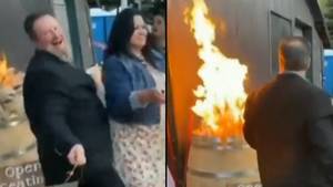'Drunk' Guest Nearly Burns Down Wedding Venue But Continues Dad-Dancing