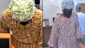 银行抢劫嫌疑人打扮成老年妇女偷钱