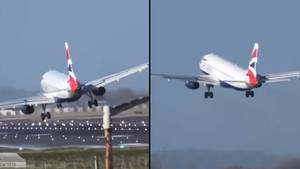 Planes Forced To Abort Landing At Heathrow As Storm Eunice Batters Airport