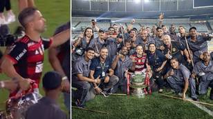 Flamengo captain Diego invites Maracana stadium cleaners to celebrate Copa do Brasil trophy win