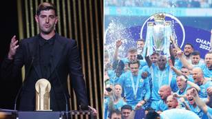 “We looked at each other and laughed,” Thibaut Courtois reacts to Man City winning best club award