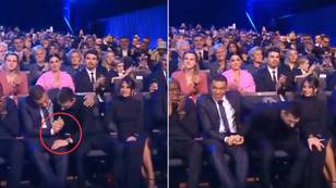 Lionel Messi embraced Kylian Mbappe after being announced as Best FIFA Men's Player, his wife only got a knee tap