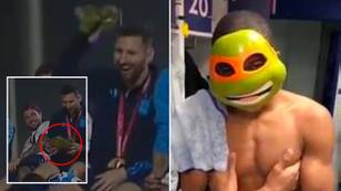 Lionel Messi had to laugh after being given a 'Teenage Mutant Ninja Turtles plushie' and everyone knows why