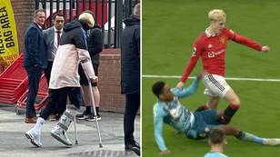 Alejandro Garnacho spotted on crutches following Manchester United draw with Southampton