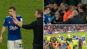 Tension boils over between Everton players and fans, with one fan throwing back a shirt