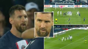 Lionel Messi scores brilliant free-kick for PSG, the pitchside adverts changed to 'GOAT' the moment he hit it